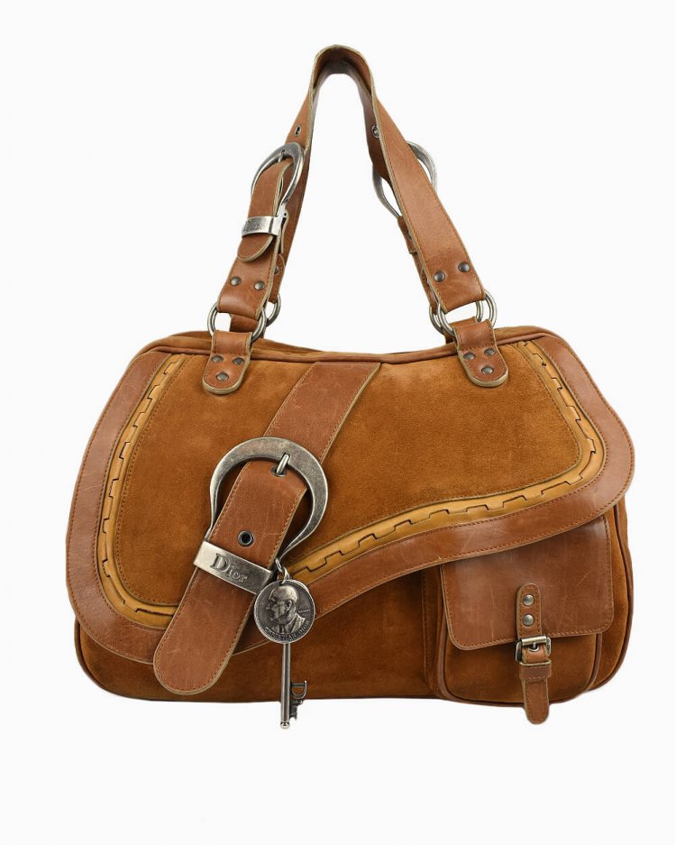 Bolsa Dior Original Gaucho Saddle Suede Marrom Feminino